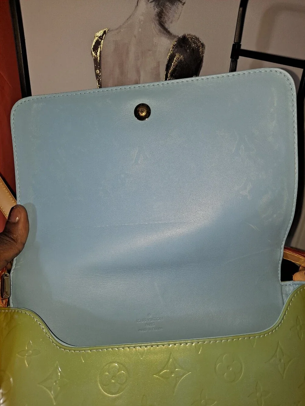 Louis Vuitton Thompson In Lime Green Vernis Monogram Shoulder Bag